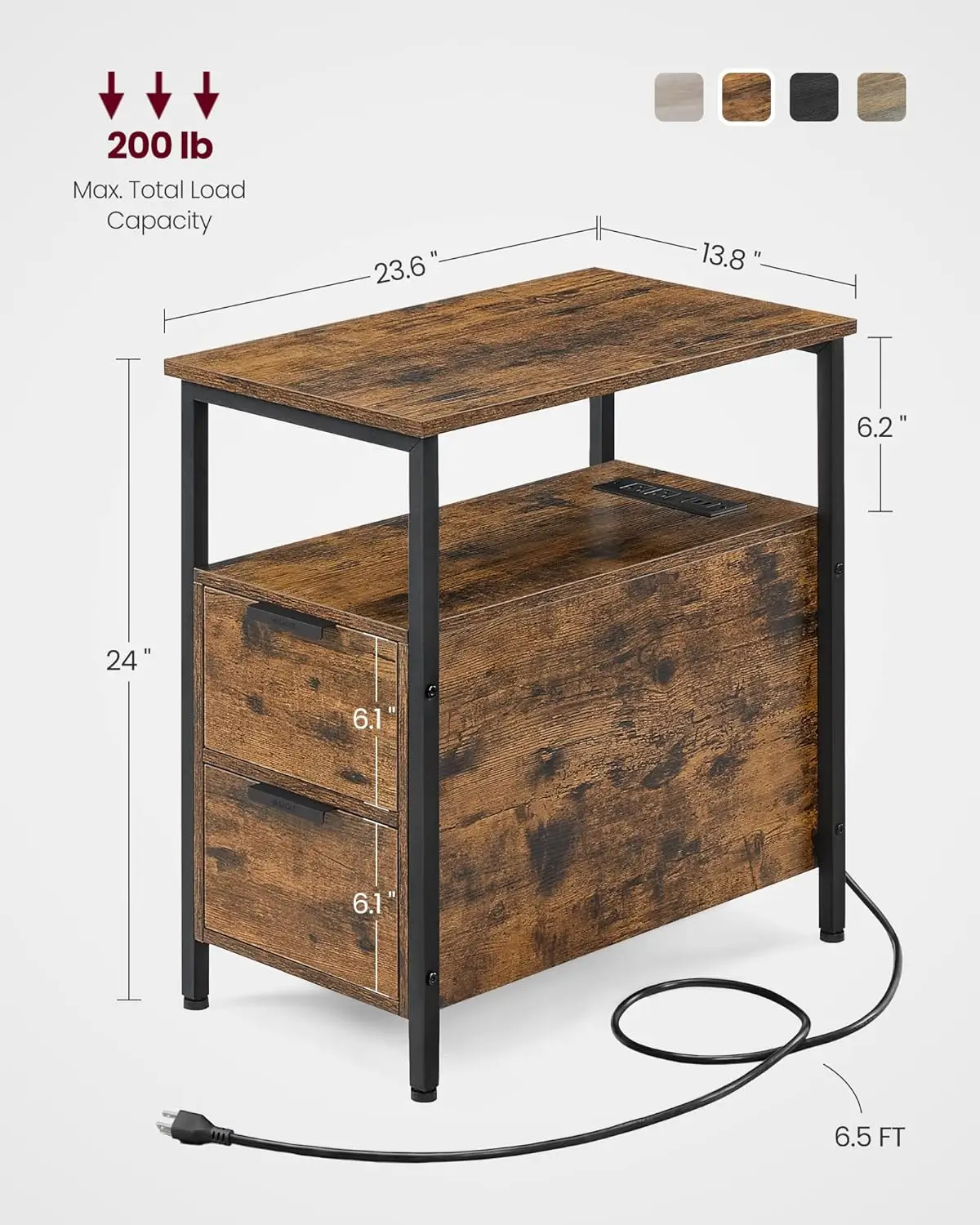 Slim Side Table Charger Perfect for Small Living Spaces