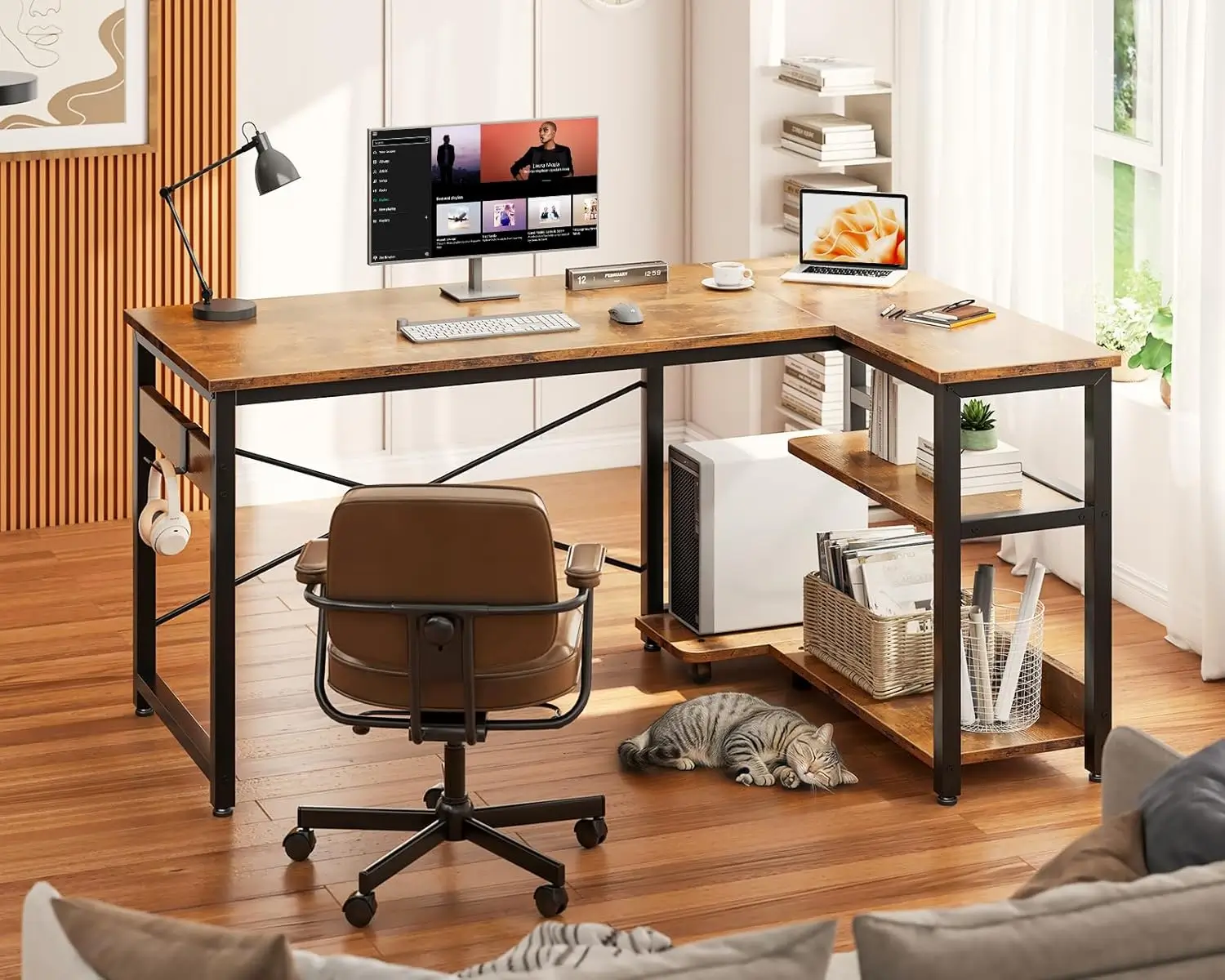L shaped computer desk