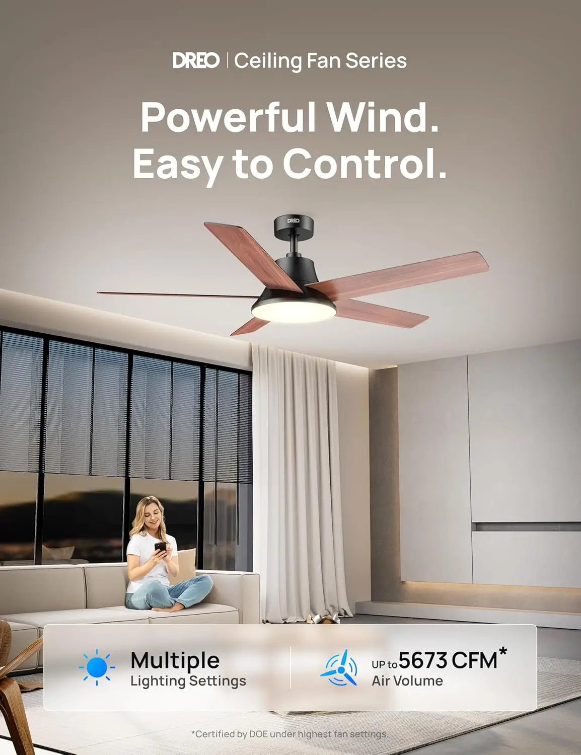 Bedroom Ceiling Fan with Light