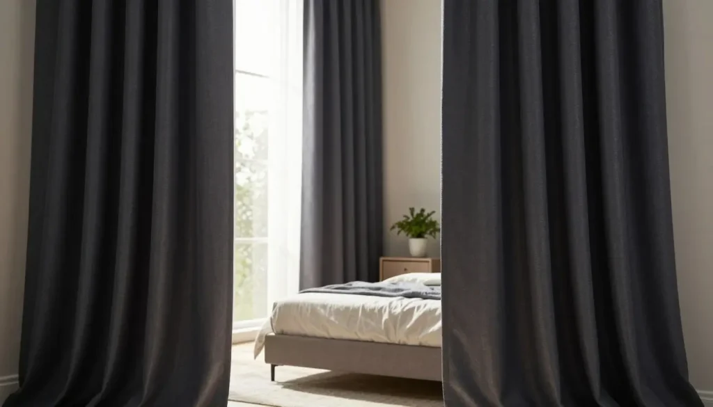 black blackout curtains short